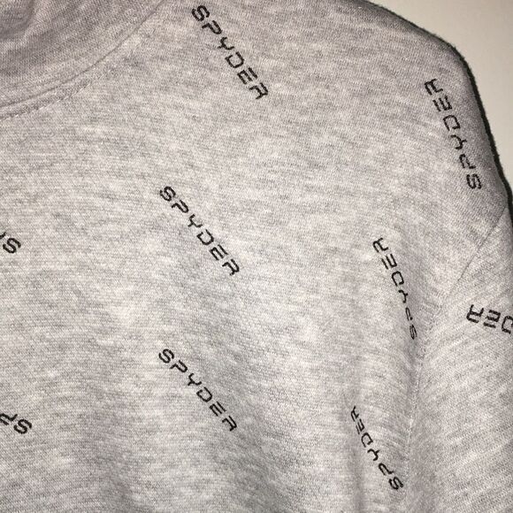 Gray BIG Spyder $69 mega print fleece ski Hooded Hoodie Sweatshirt jacket L - Picture 3 of 5